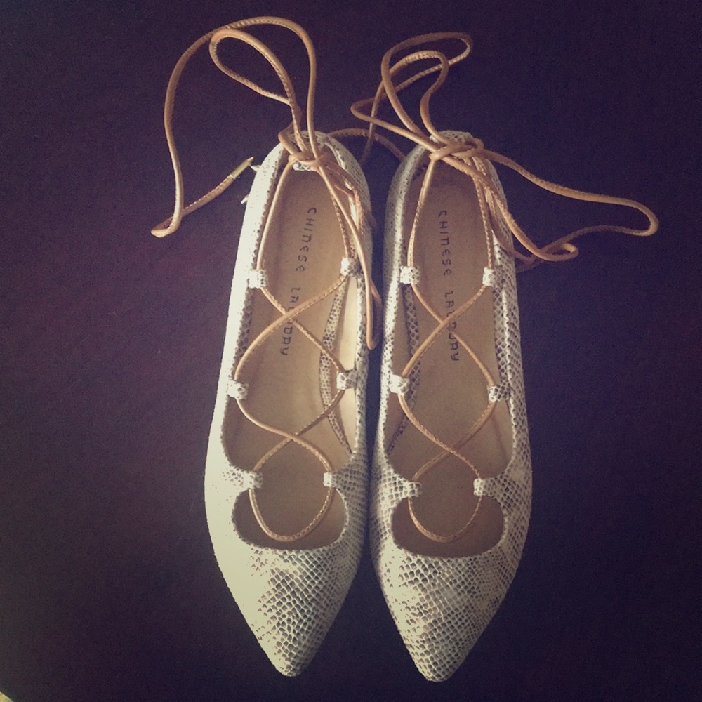 Endless Summer wrap flats in Snake Natural